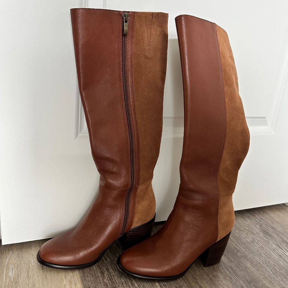 Paige Leather & Suede Brown Riding Boots
